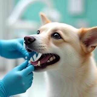 Veterinarian examining patient’s teeth